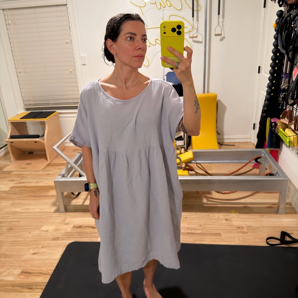 Noémiah Baby Blue Cotton Gauze Babydoll Dress | Oversized Boho